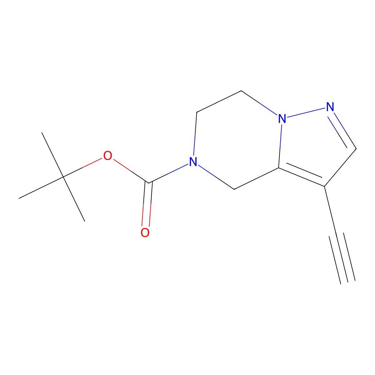 tert-butyl 3-ethynyl-4H,5H,6H,7H-pyrazolo[1,5-a]pyrazine-5-carboxylate molecular structure, CAS 2174007-60-2