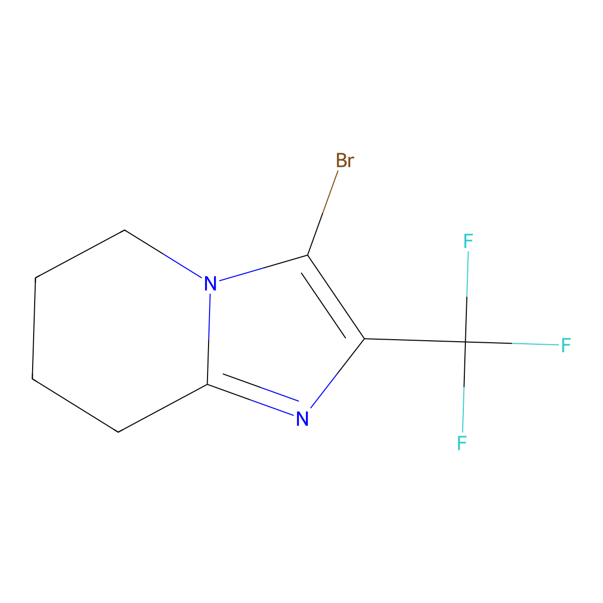 3-bromo-2-(trifluoromethyl)-5H,6H,7H,8H-imidazo[1,2-a]pyridine molecular structure, CAS 2174007-65-7