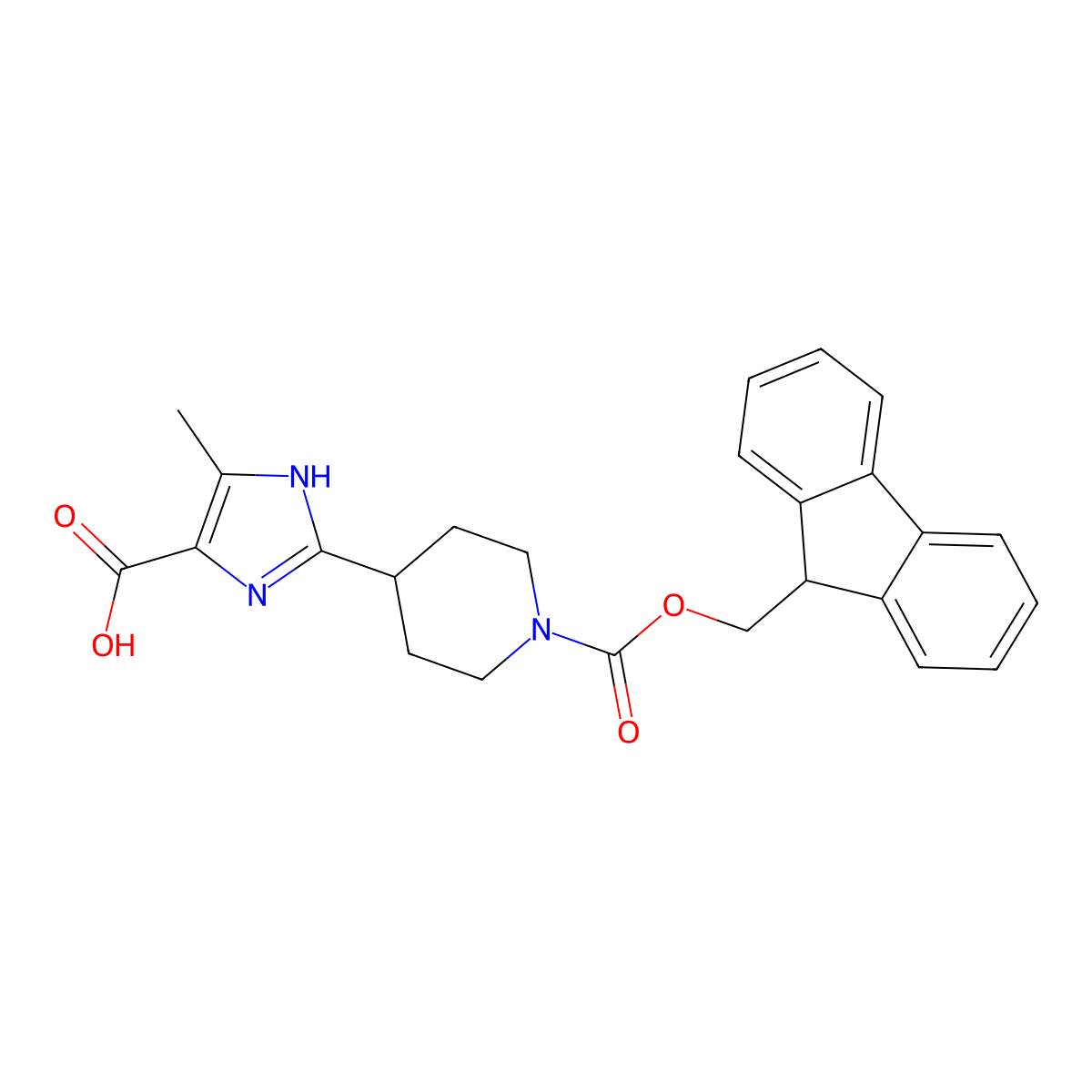 2-(1-{[(9H-fluoren-9-yl)methoxy]carbonyl}piperidin-4-yl)-4-methyl-1H-imidazole-5-carboxylic acid molecular structure, CAS 2174007-71-5