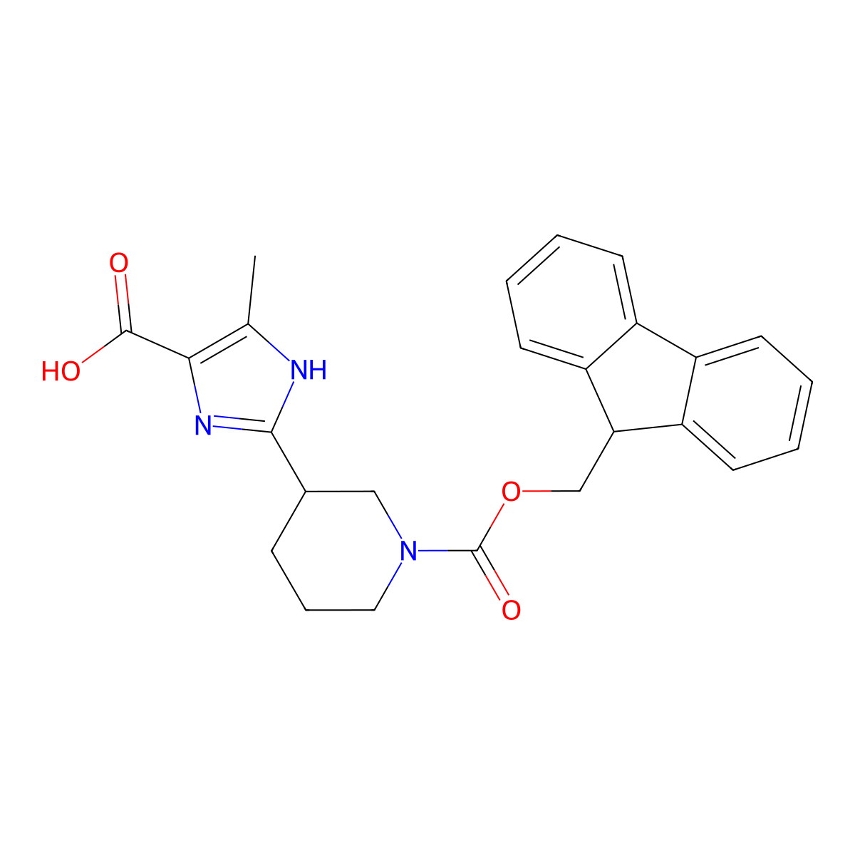 2-(1-{[(9H-fluoren-9-yl)methoxy]carbonyl}piperidin-3-yl)-4-methyl-1H-imidazole-5-carboxylic acid molecular structure, CAS 2174007-73-7