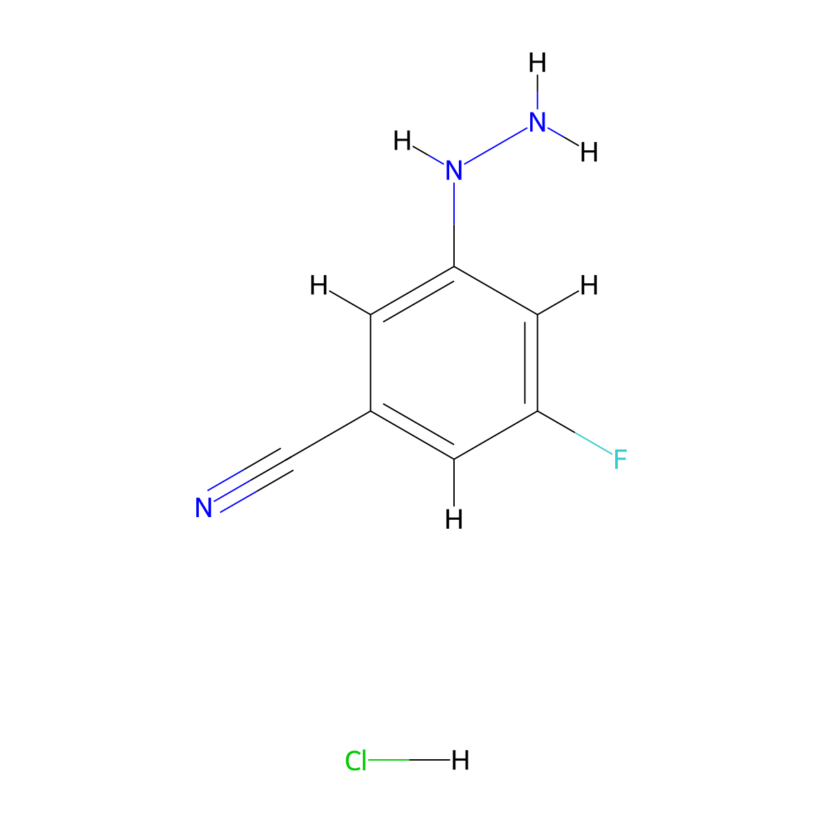3-Fluoro-5-hydrazinylbenzonitrile hydrochloride molecular structure, CAS 2174007-81-7