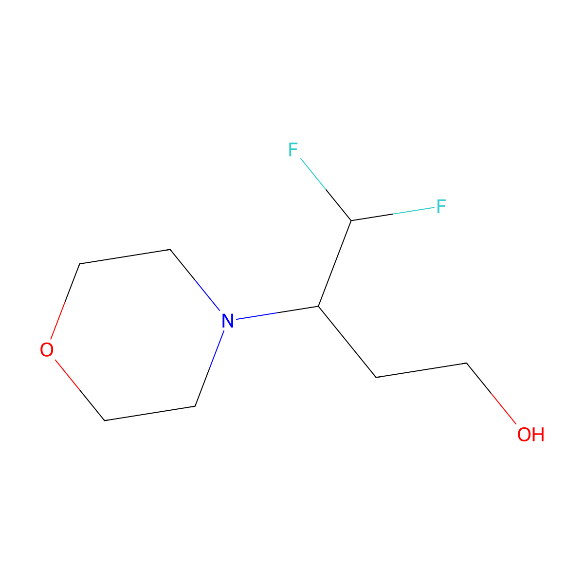 4,4-Difluoro-3-(morpholin-4-yl)butan-1-ol molecular structure, CAS 2174007-83-9