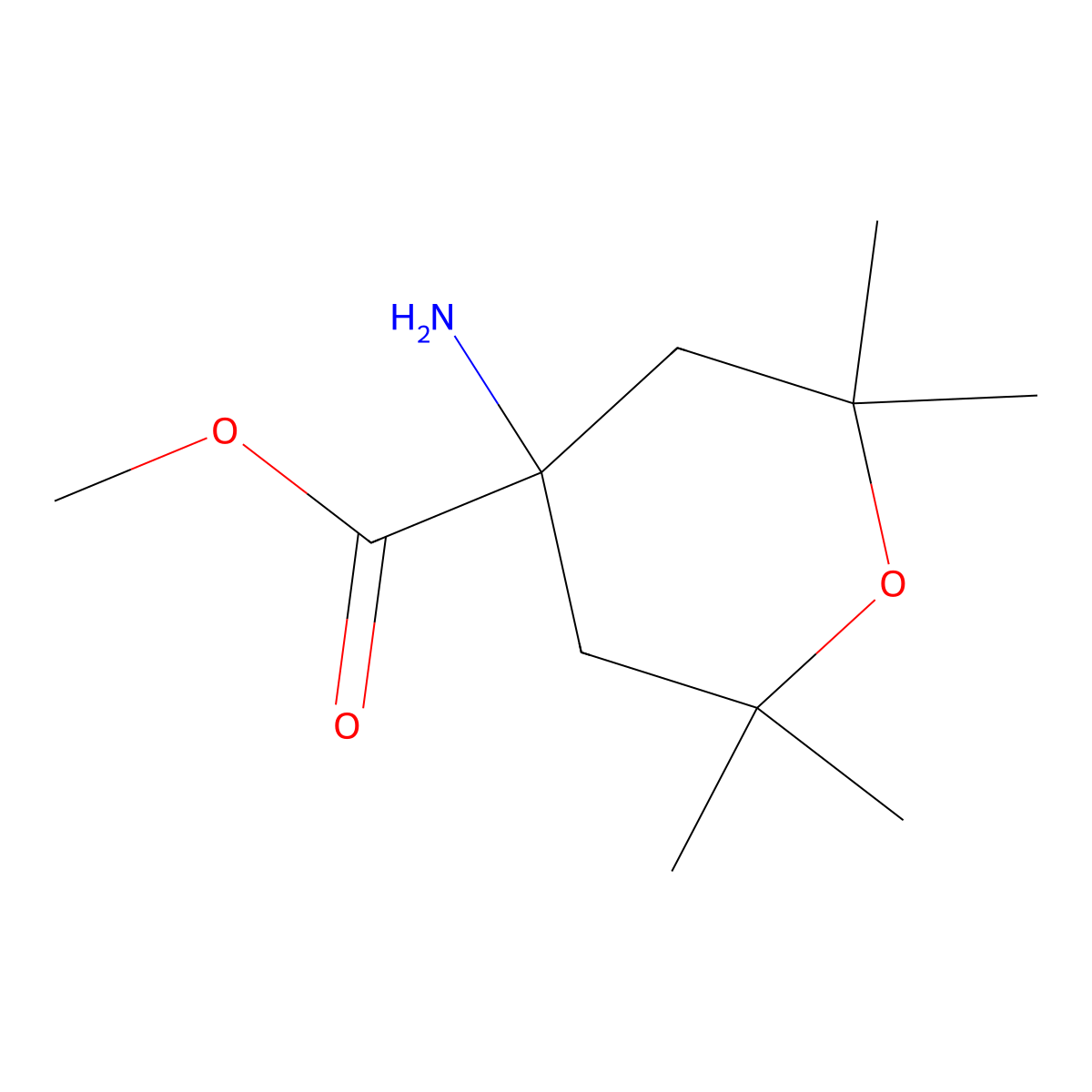 Methyl 4-amino-2,2,6,6-tetramethyloxane-4-carboxylate molecular structure, CAS 2174007-85-1
