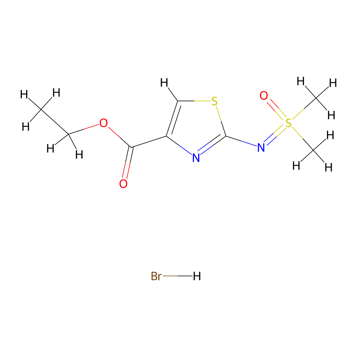 Ethyl 2-{[dimethyl(oxo)-lambda6-sulfanylidene]amino}-1,3-thiazole-4-carboxylate hydrobromide molecular structure, CAS 2174007-90-8