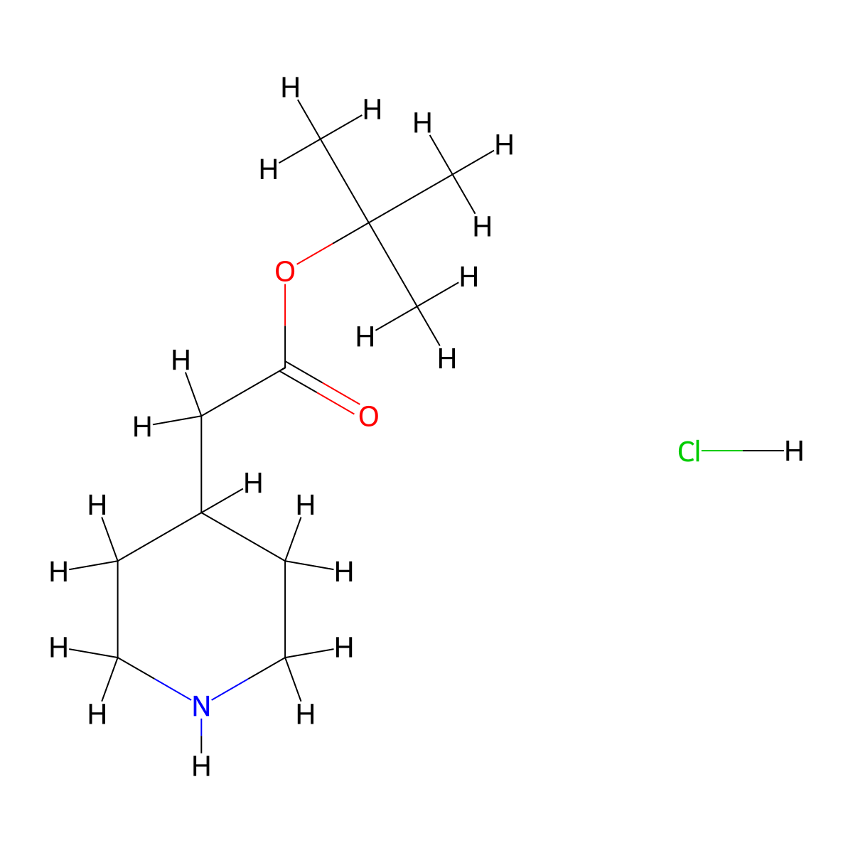 Tert-butyl 2-(piperidin-4-yl)acetate hydrochloride molecular structure, CAS 2174007-91-9
