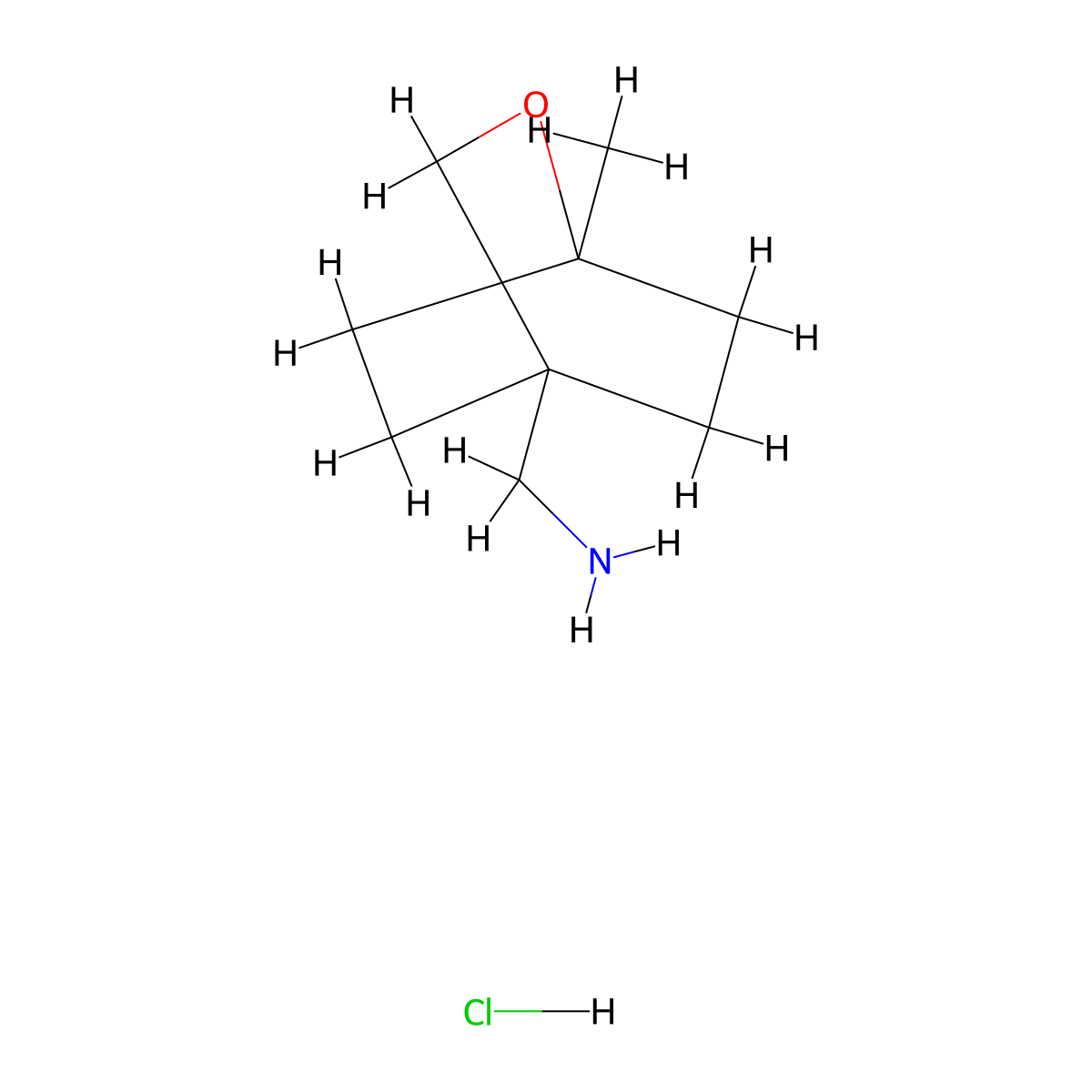 (1-Methyl-2-oxabicyclo(2.2.2)octan-4-yl)methanamine hydrochloride molecular structure, CAS 2174007-99-7