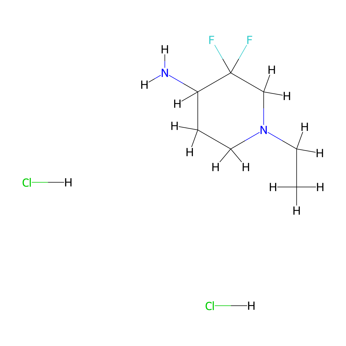 1-Ethyl-3,3-difluoropiperidin-4-amine dihydrochloride molecular structure, CAS 2174008-09-2