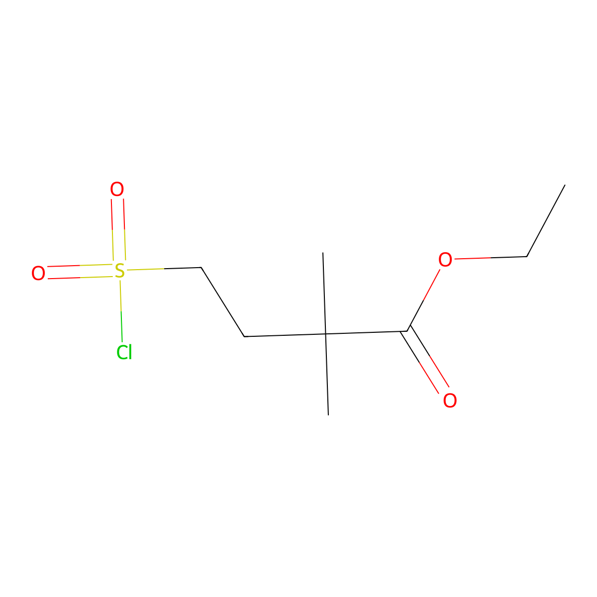 Ethyl 4-(chlorosulfonyl)-2,2-dimethylbutanoate molecular structure, CAS 2174008-12-7