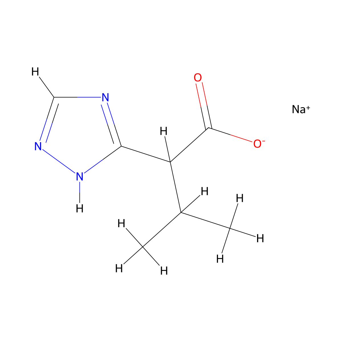 Sodium 3-methyl-2-(1H-1,2,4-triazol-3-yl)butanoate molecular structure, CAS 2174008-18-3