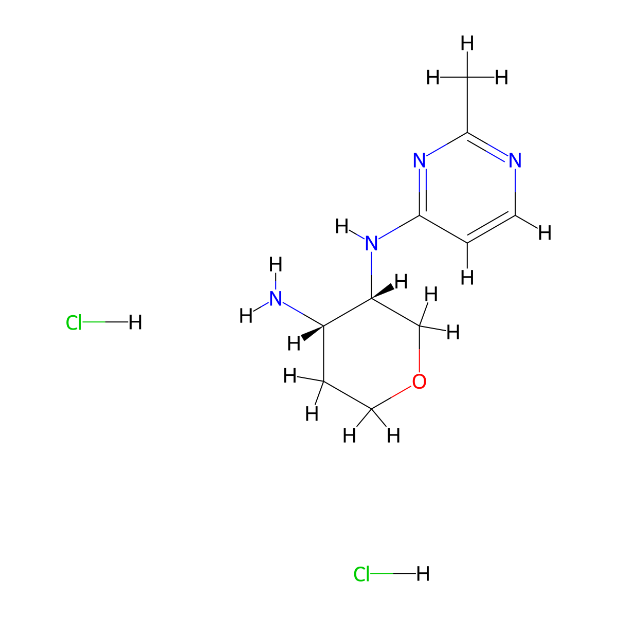 rac-(3R,4R)-N3-(2-methylpyrimidin-4-yl)oxane-3,4-diamine dihydrochloride molecular structure, CAS 2174008-25-2