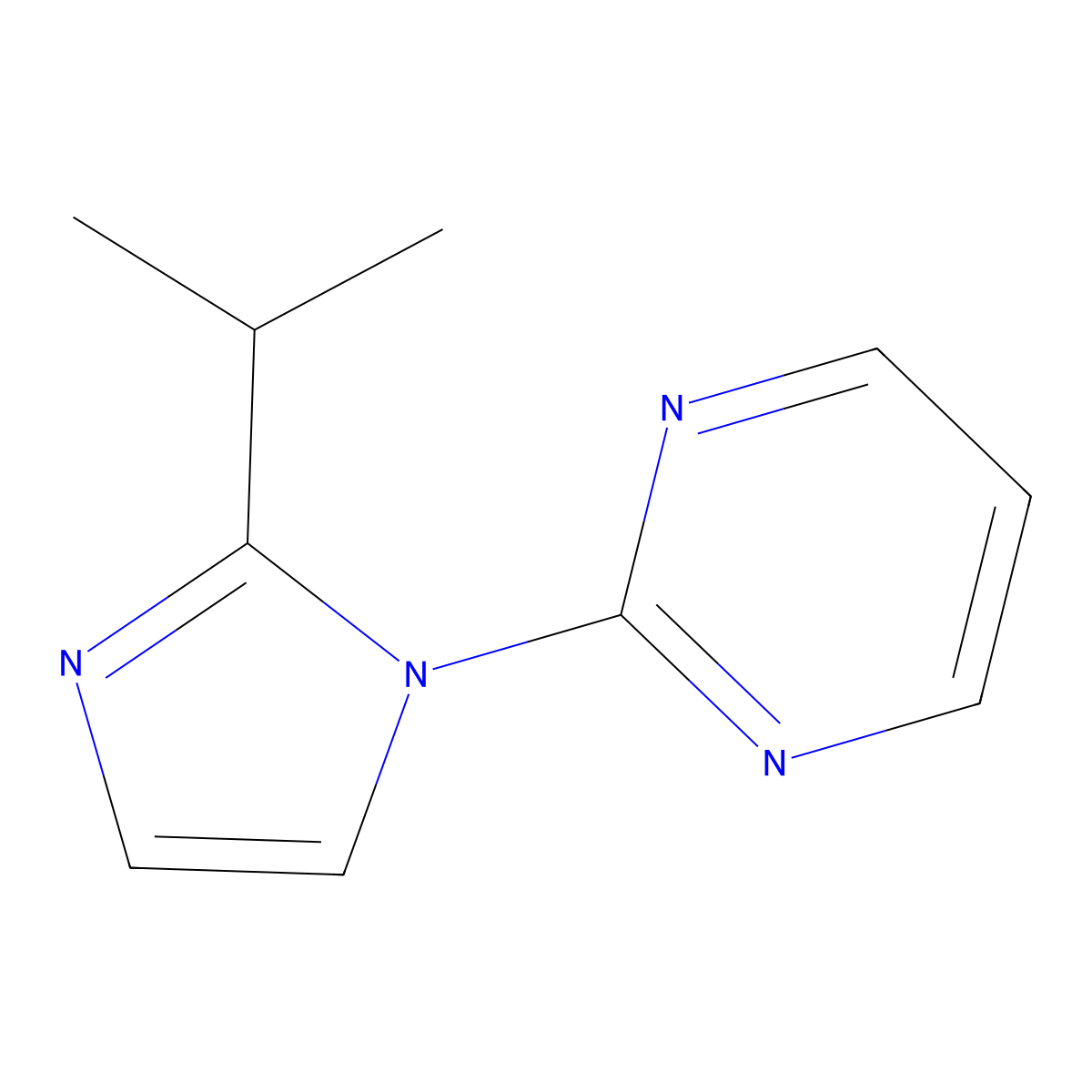 2-[2-(propan-2-yl)-1H-imidazol-1-yl]pyrimidine molecular structure, CAS 2174008-74-1