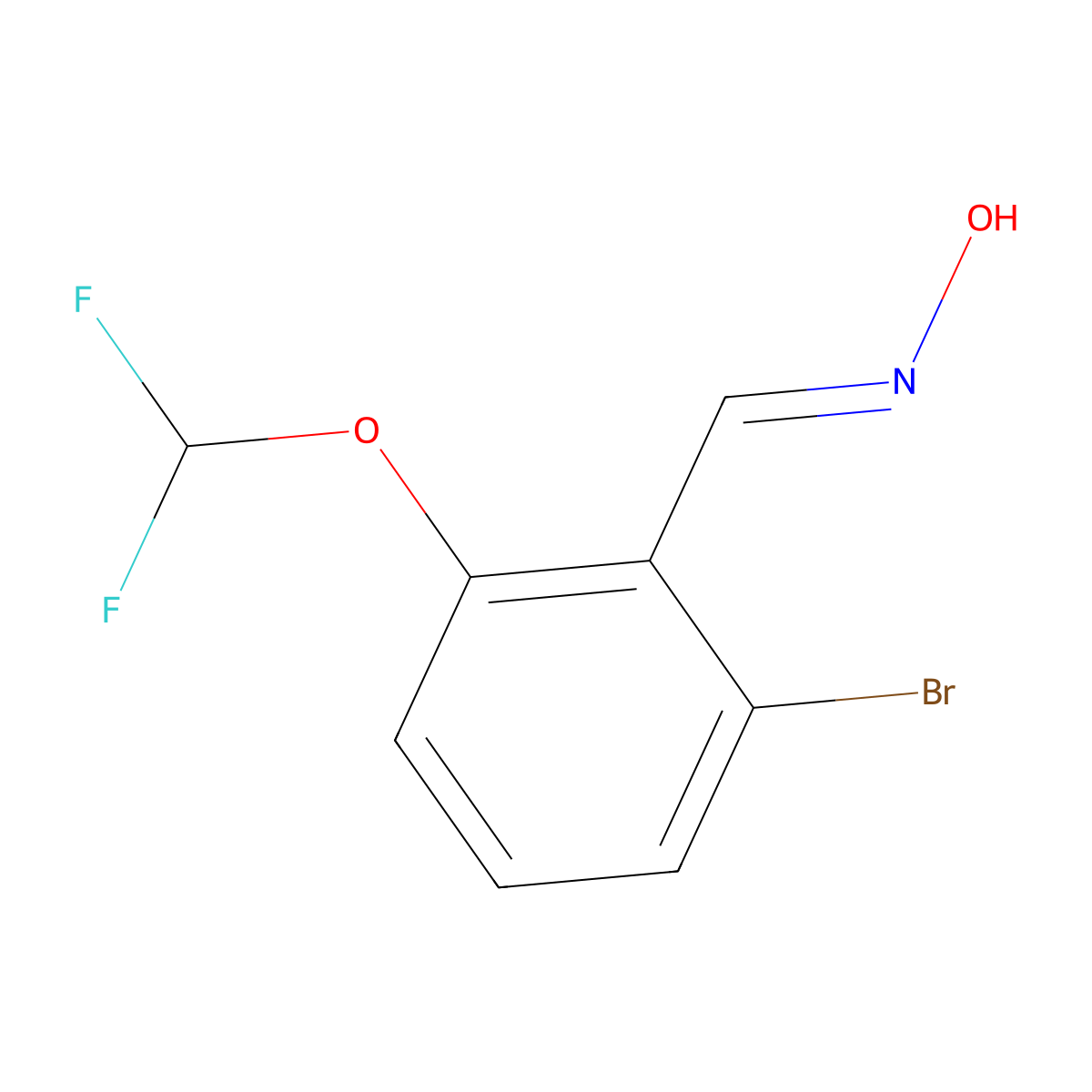 N-{[2-bromo-6-(difluoromethoxy)phenyl]methylidene}hydroxylamine molecular structure, CAS 2174011-34-6