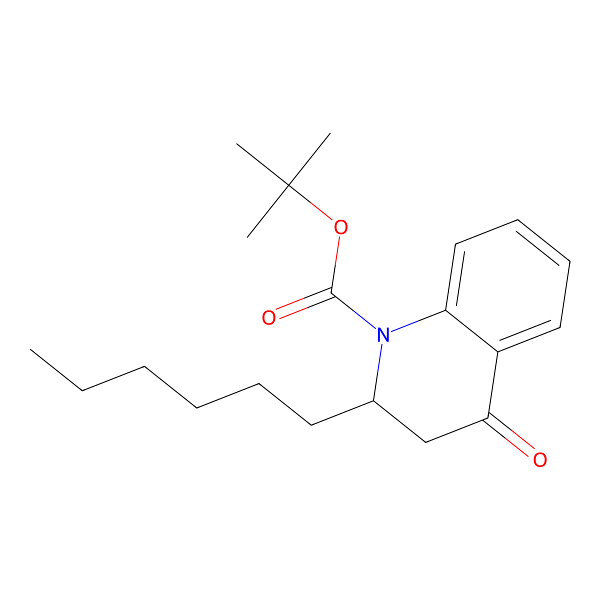 Tert-butyl 2-hexyl-4-oxo-1,2,3,4-tetrahydroquinoline-1-carboxylate molecular structure, CAS 2174011-36-8