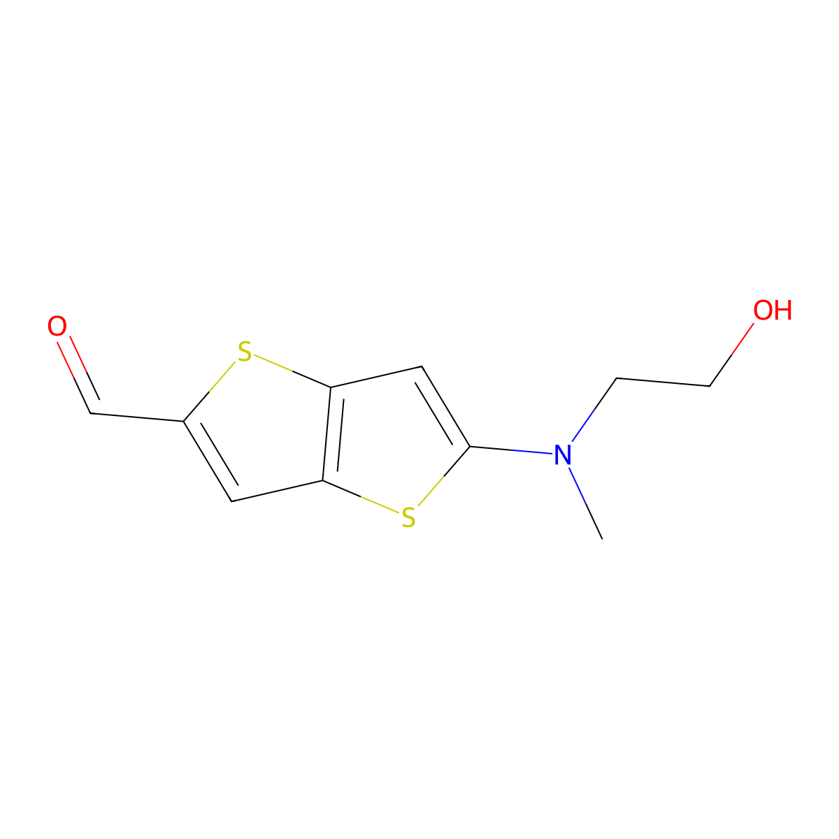 5-[(2-Hydroxyethyl)methylamino]thieno[3,2-b]thiophene-2-carboxaldehyde molecular structure, CAS 2174014-81-2