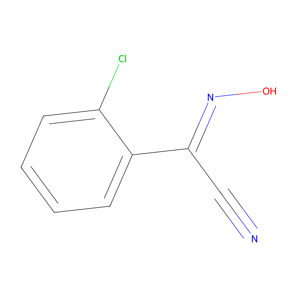 (2-Chlorophenyl)(hydroxyimino)acetonitrile molecular structure, CAS 21742-26-7
