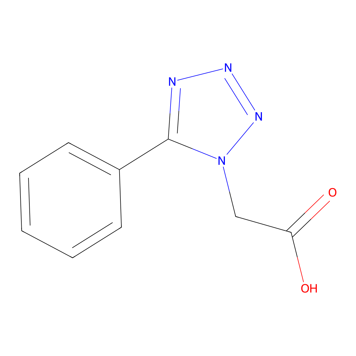 2-(5-phenyl-1H-1,2,3,4-tetrazol-1-yl)acetic acid molecular structure, CAS 21743-58-8