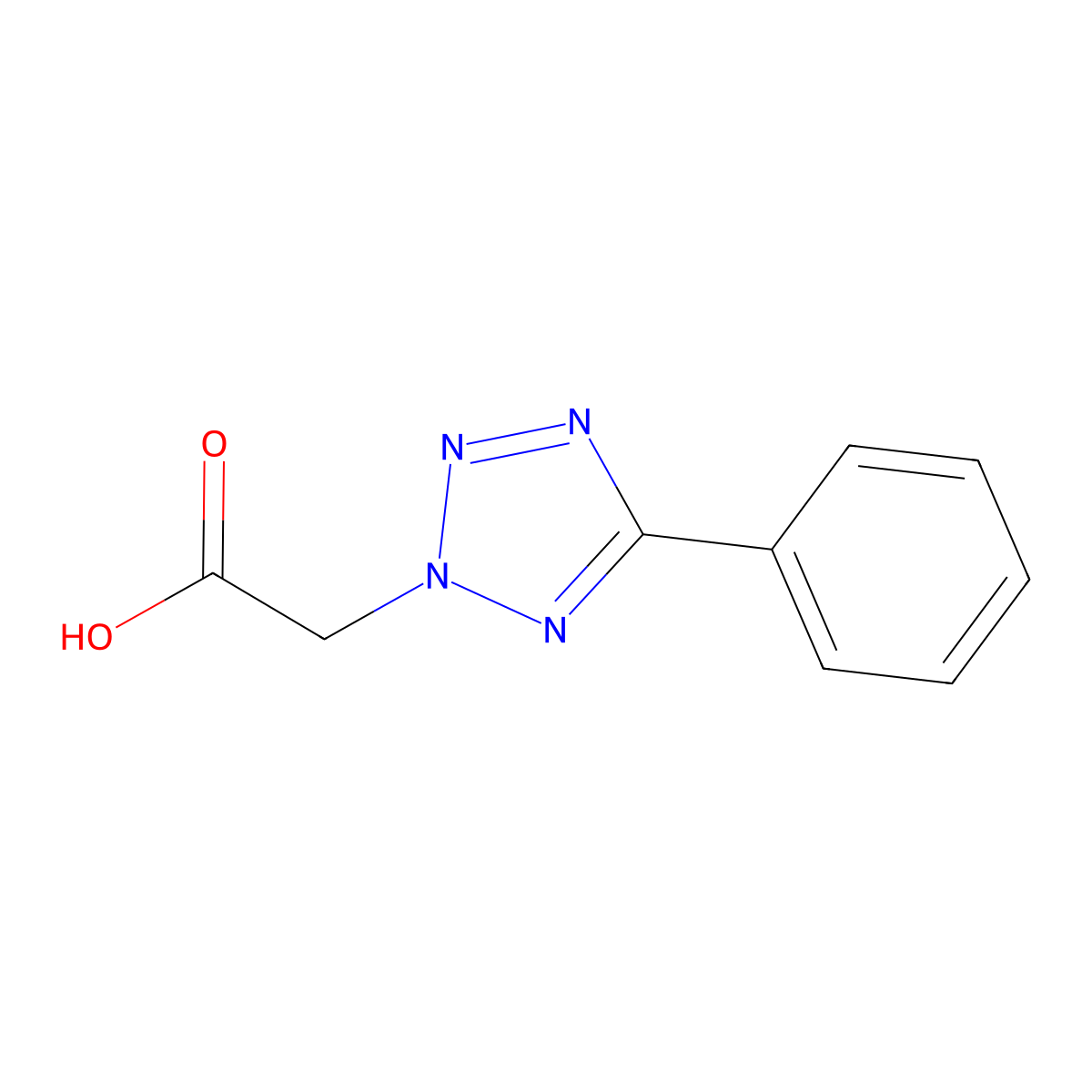 2-(5-phenyl-2H-1,2,3,4-tetrazol-2-yl)acetic acid molecular structure, CAS 21743-68-0