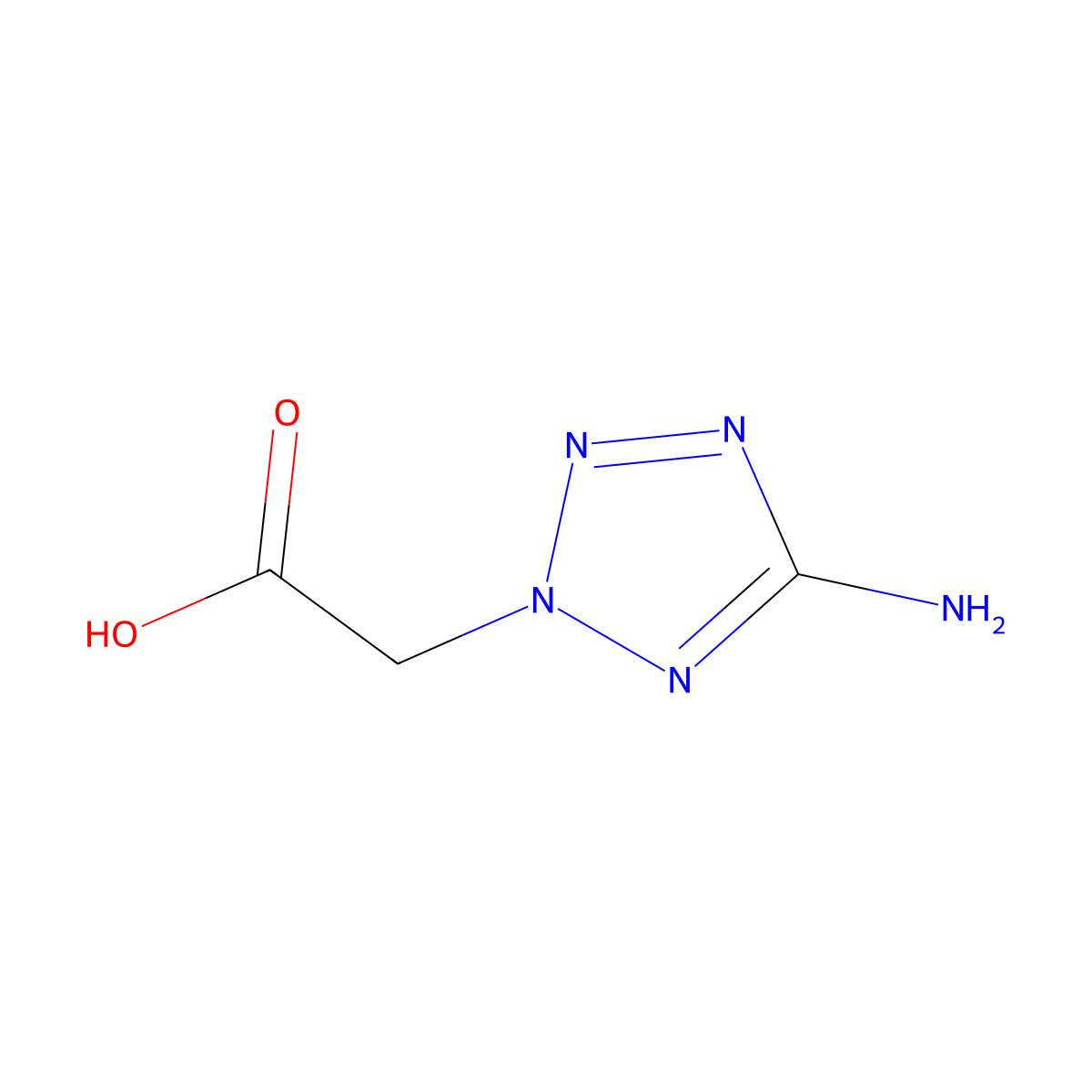 2-(5-amino-2H-1,2,3,4-tetrazol-2-yl)acetic acid molecular structure, CAS 21743-72-6