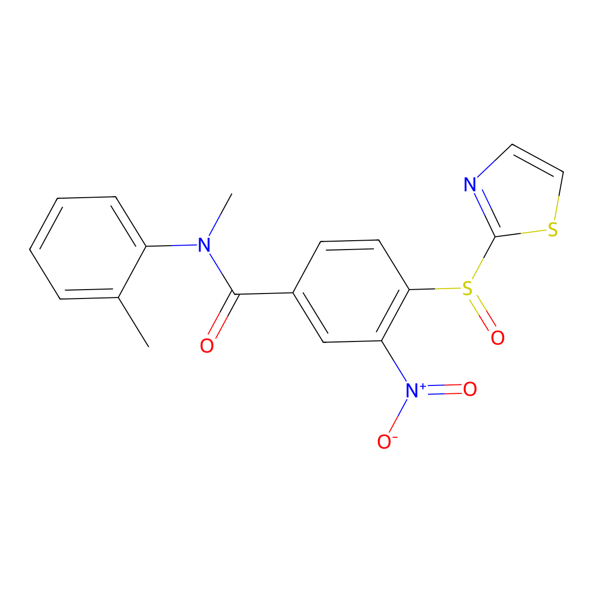 N-methyl-N-(2-methylphenyl)-3-nitro-4-(1,3-thiazol-2-ylsulfinyl)benzamide molecular structure, CAS 217438-17-0