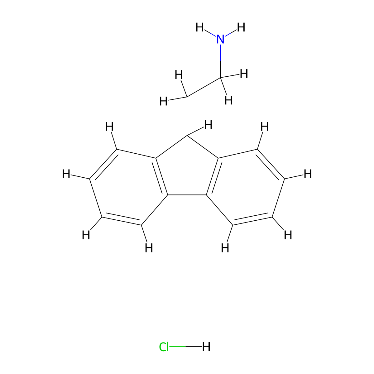 2-(9H-fluoren-9-yl)ethan-1-amine hydrochloride molecular structure, CAS 21745-80-2