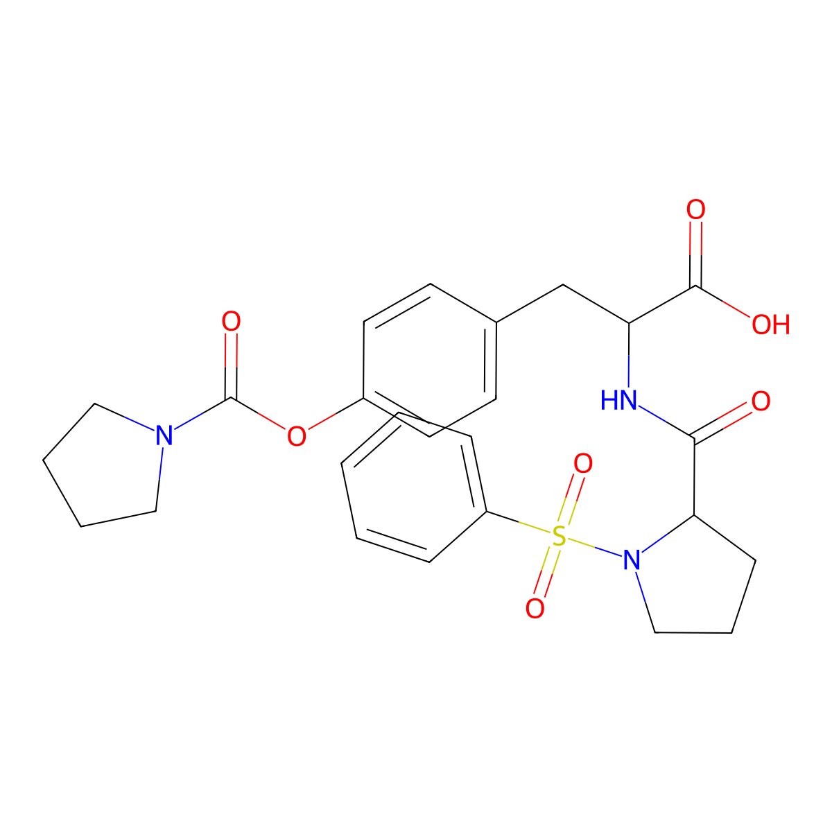 (S)-2-((S)-1-(phenylsulfonyl)pyrrolidine-2-carboxamido)-3-(4-((pyrrolidine-1-carbonyl)oxy)phenyl)propanoic acid molecular structure, CAS 217453-20-8