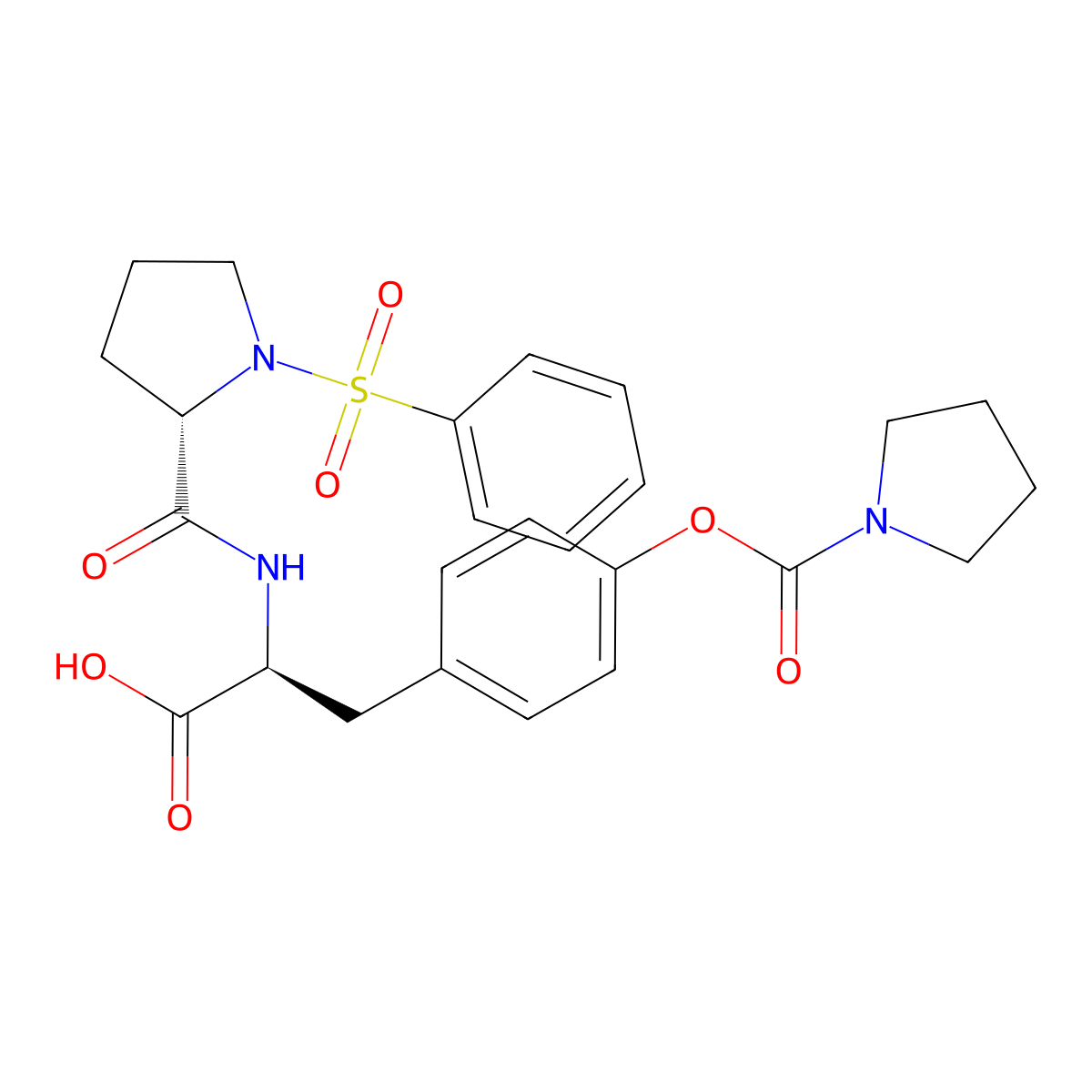 (S)-2-((S)-1-(phenylsulfonyl)pyrrolidine-2-carboxamido)-3-(4-((pyrrolidine-1-carbonyl)oxy)phenyl)propanoic acid molecular structure, CAS 217453-20-8