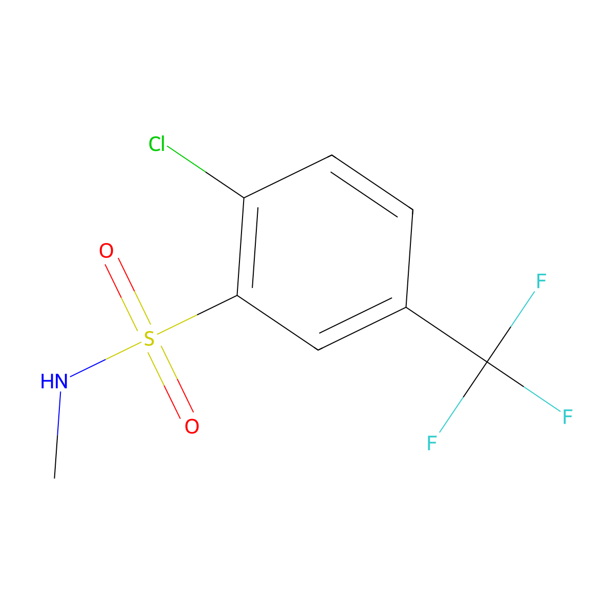 2-chloro-N-methyl-5-(trifluoromethyl)benzene-1-sulfonamide molecular structure, CAS 217454-88-1