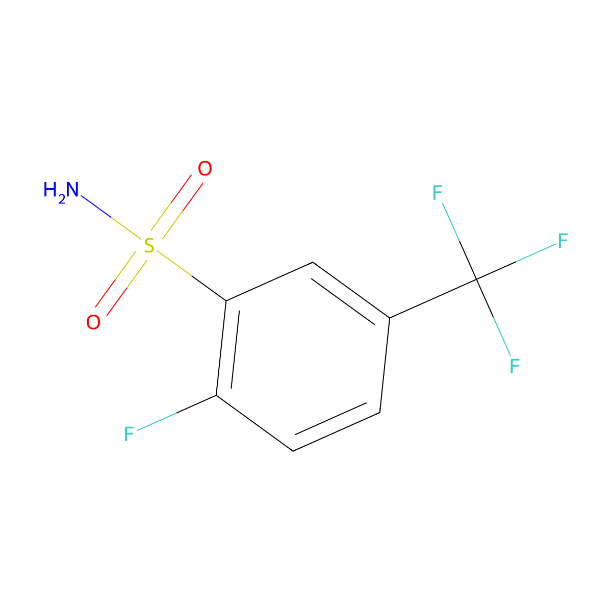 2-Fluoro-5-(trifluoromethyl)benzene-1-sulfonamide molecular structure, CAS 217454-98-3