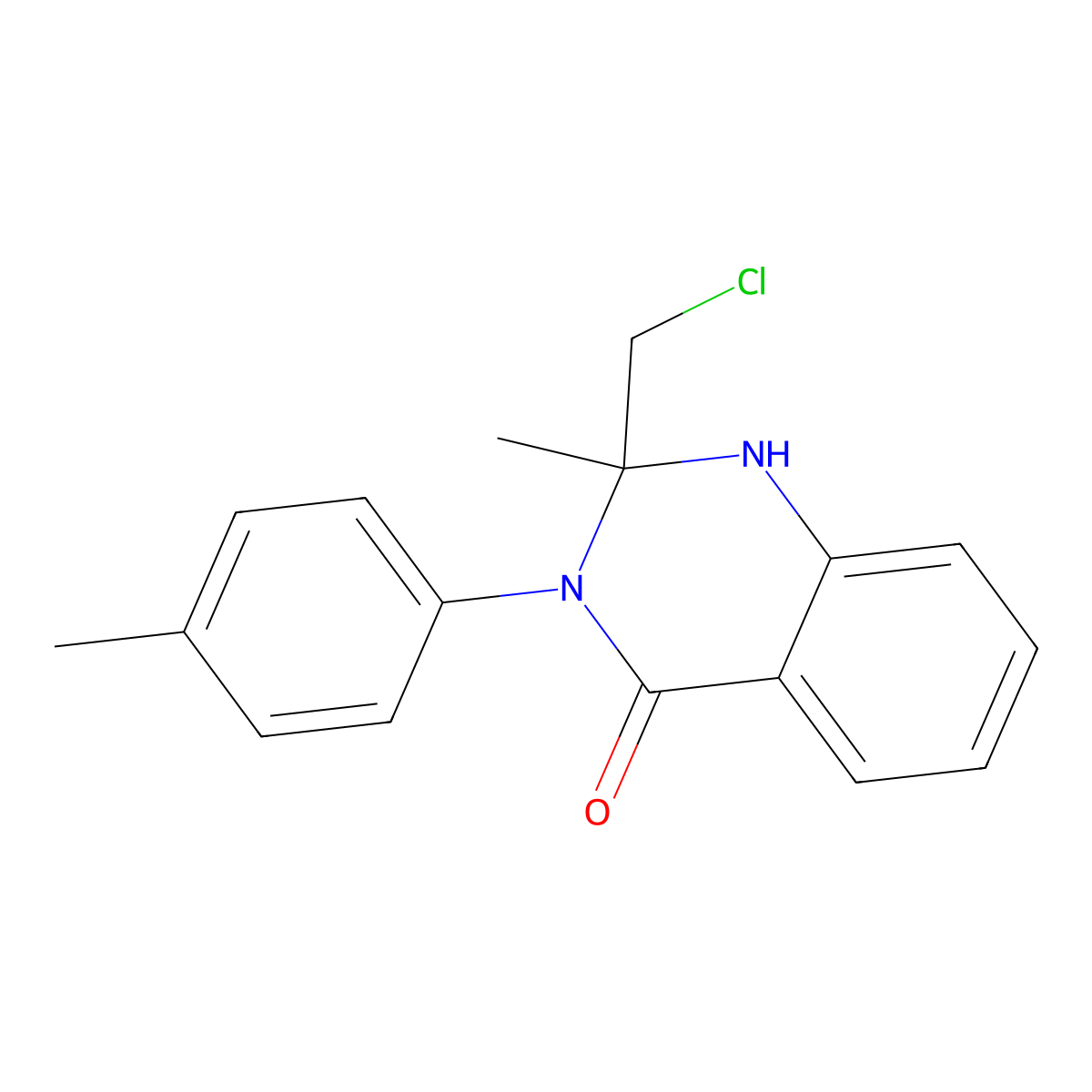 2-(chloromethyl)-2-methyl-3-(4-methylphenyl)-1H-quinazolin-4-one molecular structure, CAS 217461-89-7