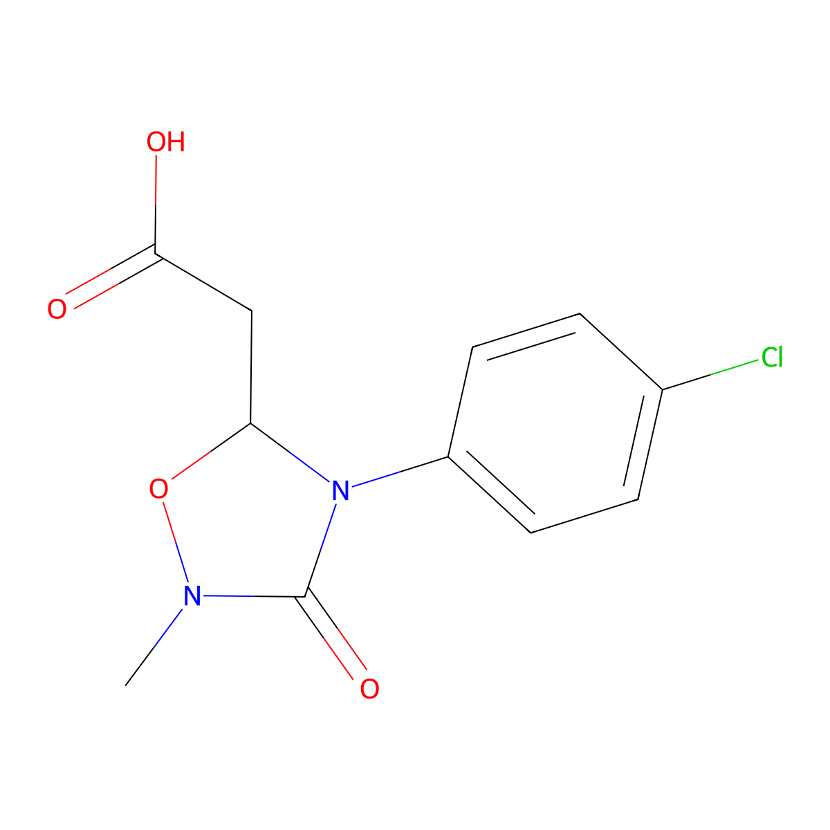 2-[4-(4-Chlorophenyl)-2-methyl-3-oxo-1,2,4-oxadiazolidin-5-yl]acetic acid molecular structure, CAS 217466-63-2