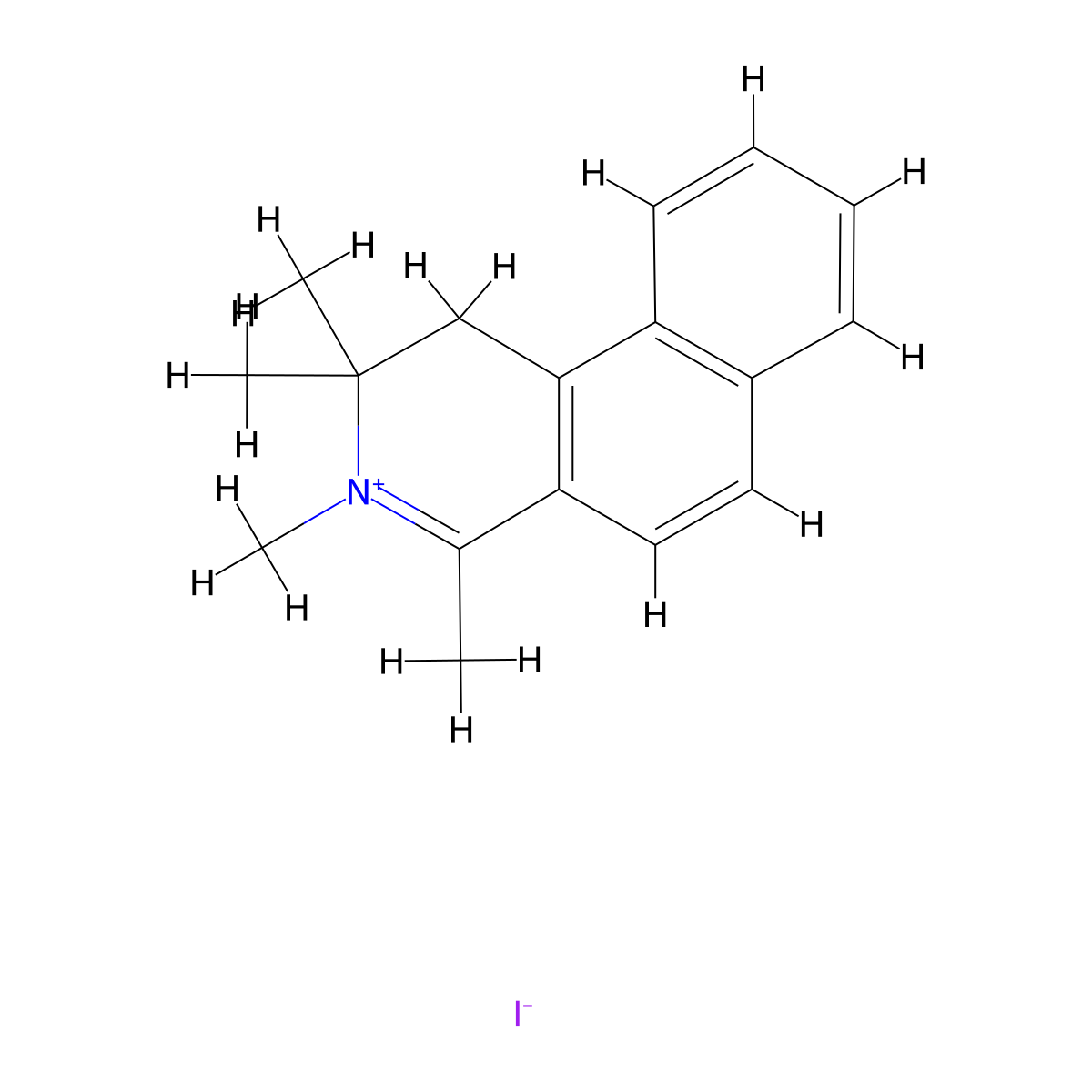 2,2,3,4-Tetra-methyl-1,2-dihydrobenzo[f]isoquinolinium iodide molecular structure, CAS 217480-48-3