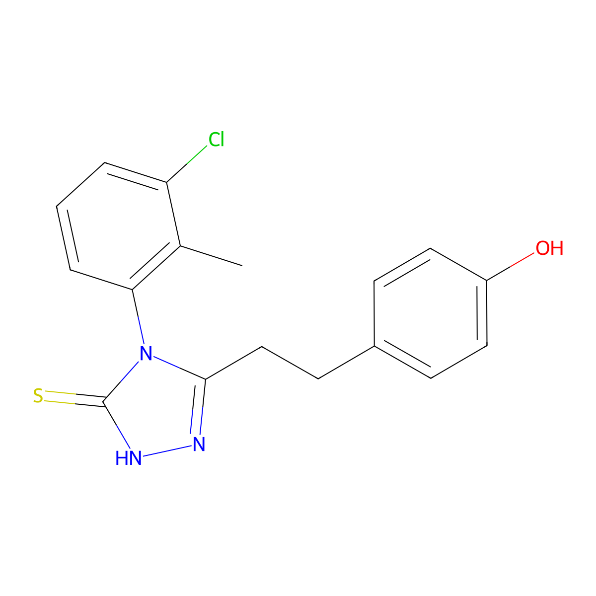 4-(3-Chloro-2-methylphenyl)-2,4-dihydro-5-[2-(4-hydroxyphenyl)ethyl]-3H-1,2,4-triazole-3-thione molecular structure, CAS 217487-49-5