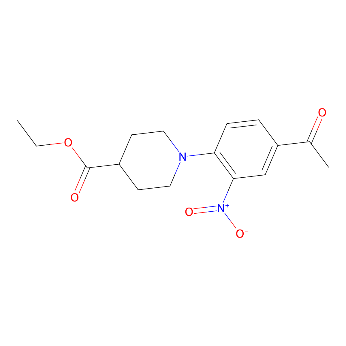Ethyl 1-(4-acetyl-2-nitrophenyl)piperidine-4-carboxylate molecular structure, CAS 217489-84-4