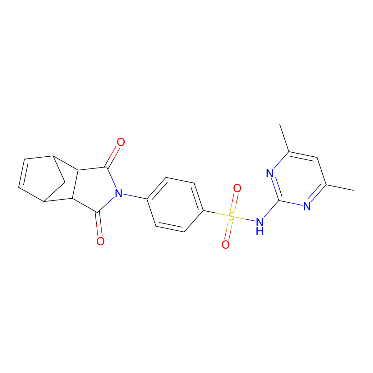 N-(4,6-dimethylpyrimidin-2-yl)-4-(1,3-dioxo-1,3,3a,4,7,7a-hexahydro-2H-4,7-methanoisoindol-2-yl)benzenesulfonamide molecular structure, CAS 217490-20-5