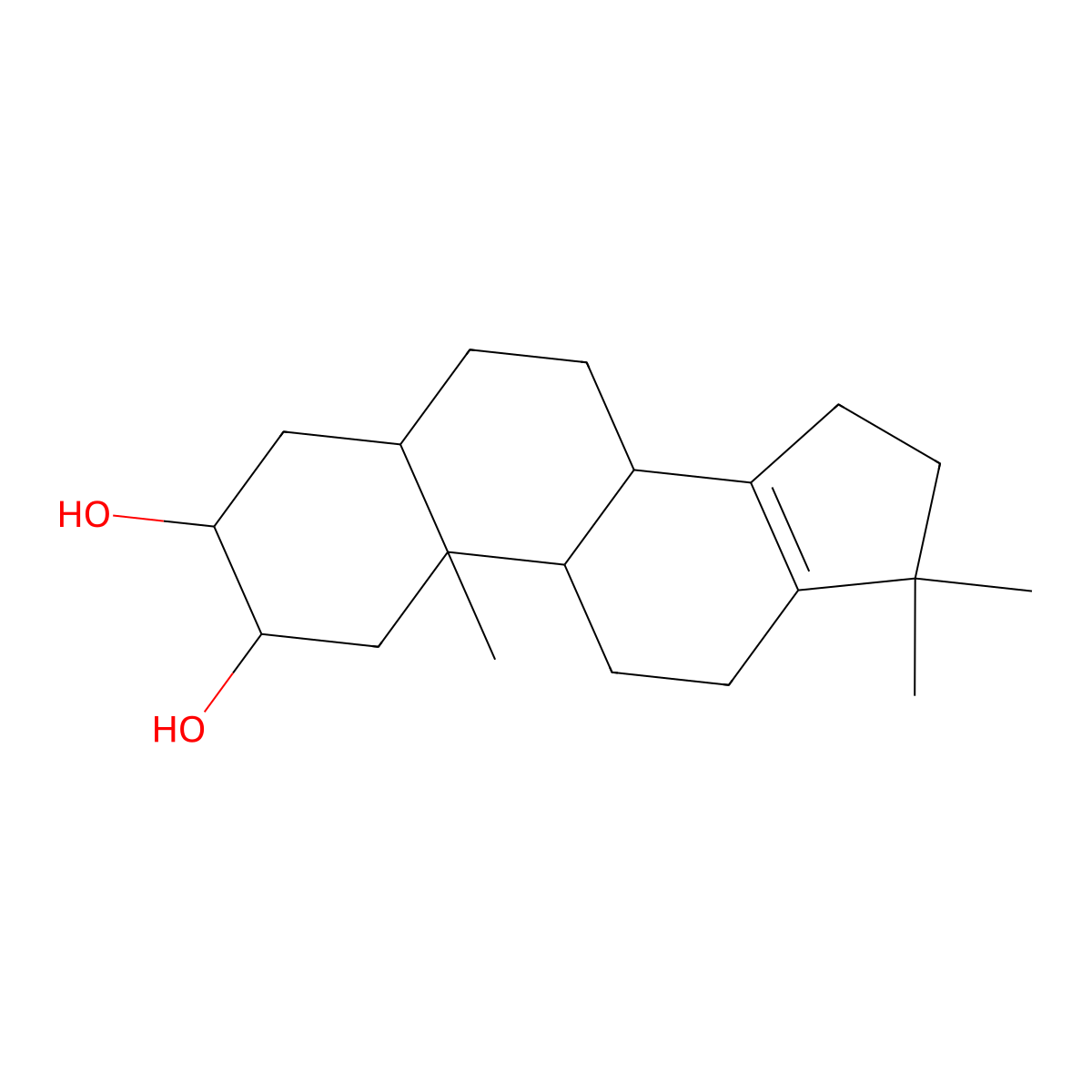 18-Nor-17,17-dimethyl-5a-androst-13-en-2,3a-diol molecular structure, CAS 2174919-79-8