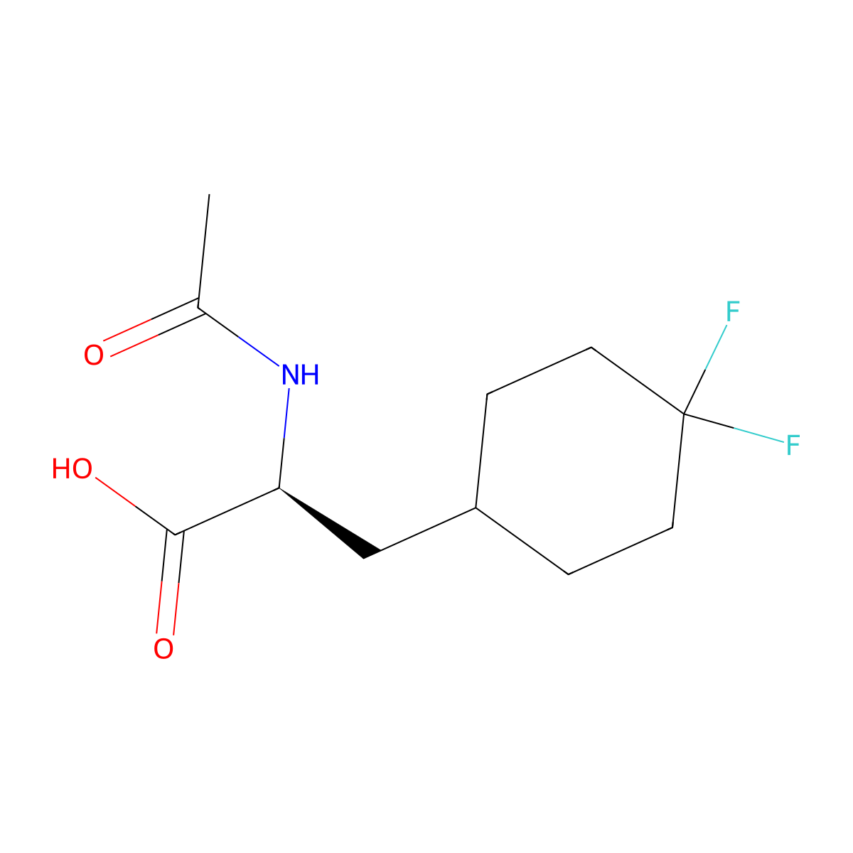 (2S)-3-(4,4-difluorocyclohexyl)-2-acetamidopropanoic acid molecular structure, CAS 2174927-29-6