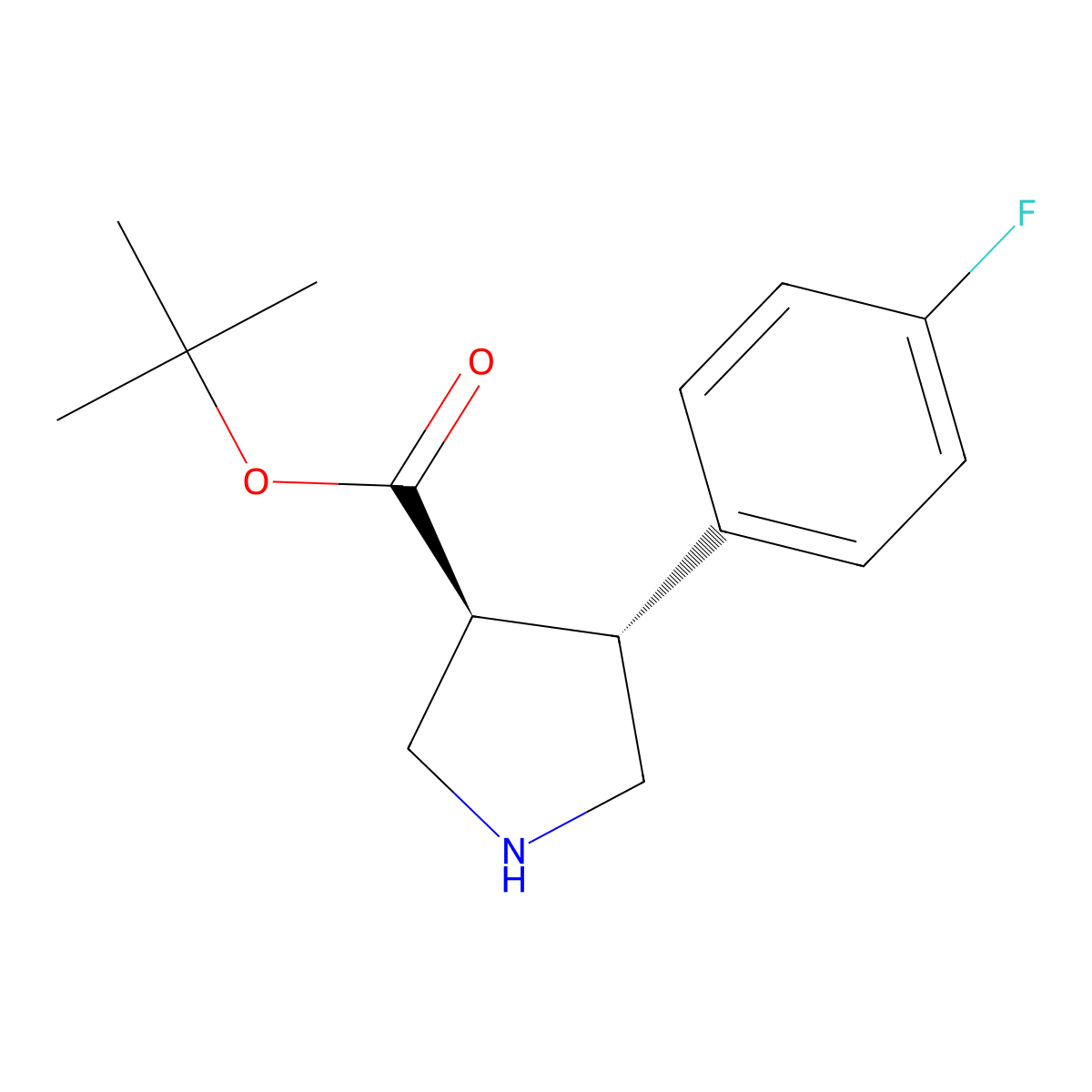 rac-tert-butyl (3R,4S)-4-(4-fluorophenyl)pyrrolidine-3-carboxylate molecular structure, CAS 2174927-54-7