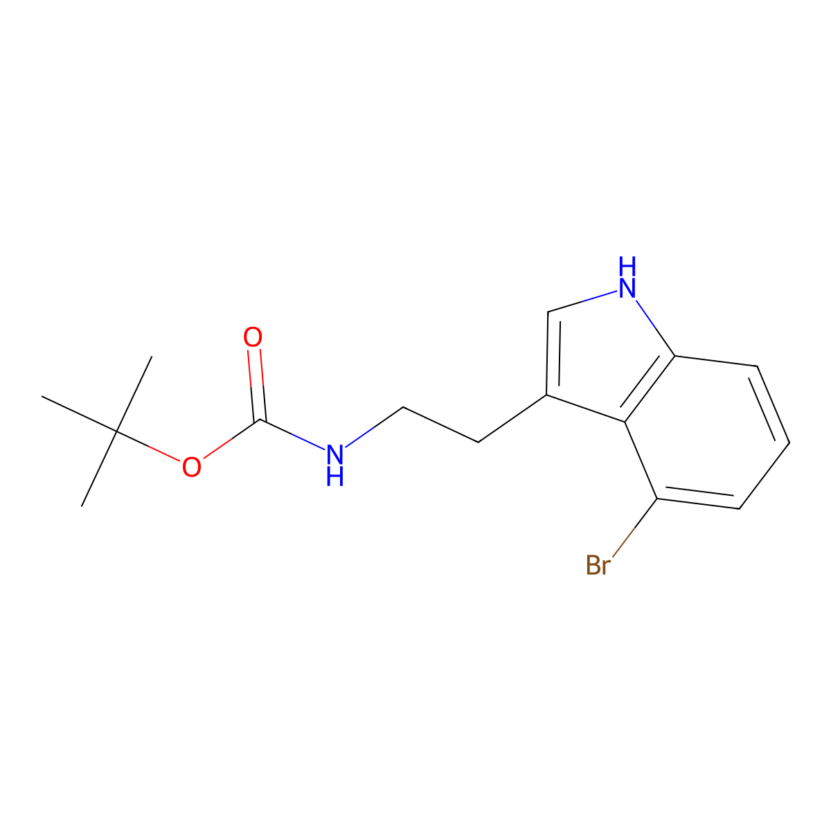 Tert-butyl N-[2-(4-bromo-1H-indol-3-yl)ethyl]carbamate molecular structure, CAS 217493-25-9
