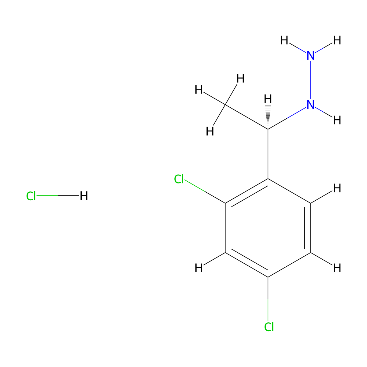 (R)-(1-(2,4-Dichlorophenyl)ethyl)hydrazine hydrochloride molecular structure, CAS 2174940-53-3