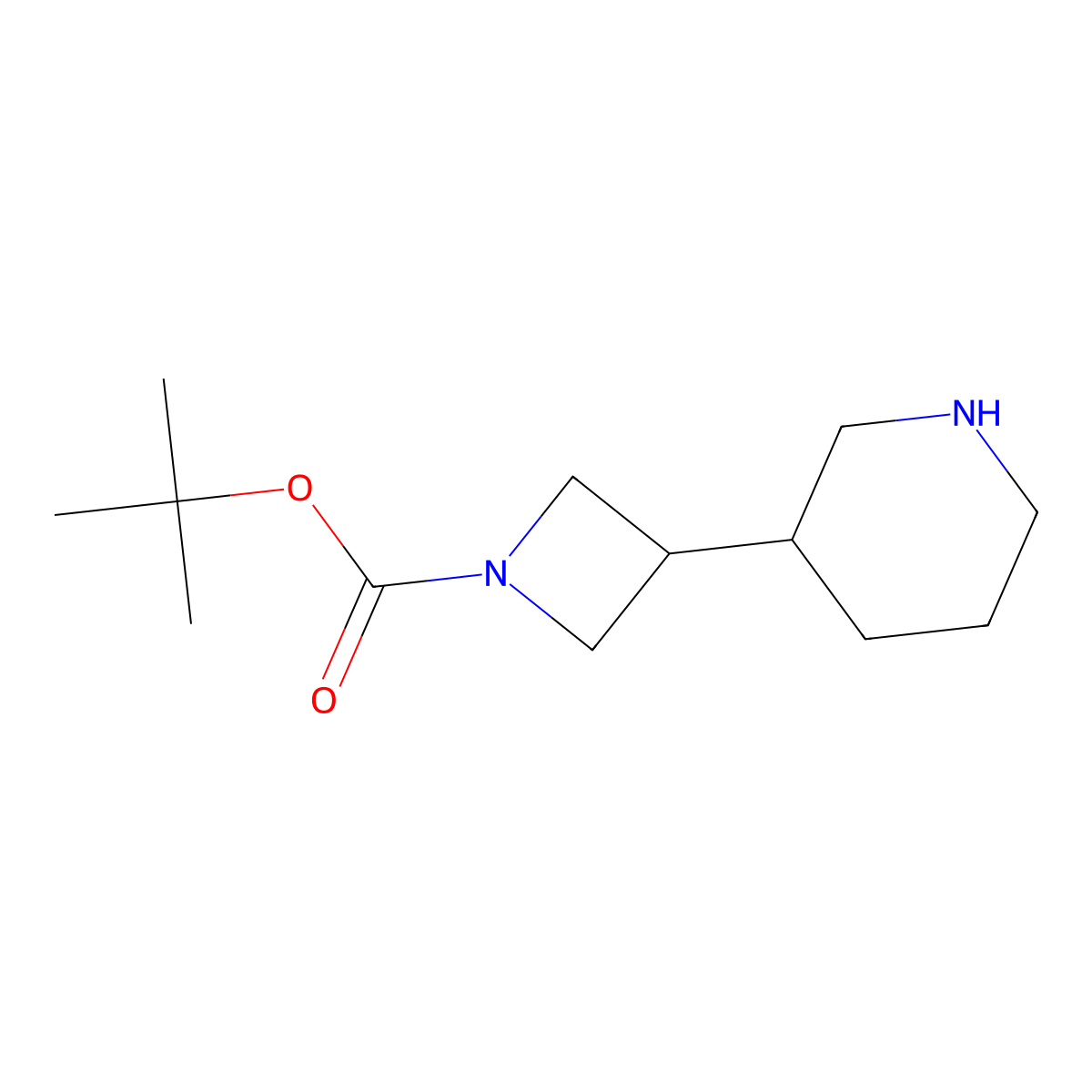 tert-Butyl (R)-3-(piperidin-3-yl)azetidine-1-carboxylate molecular structure, CAS 2174940-65-7
