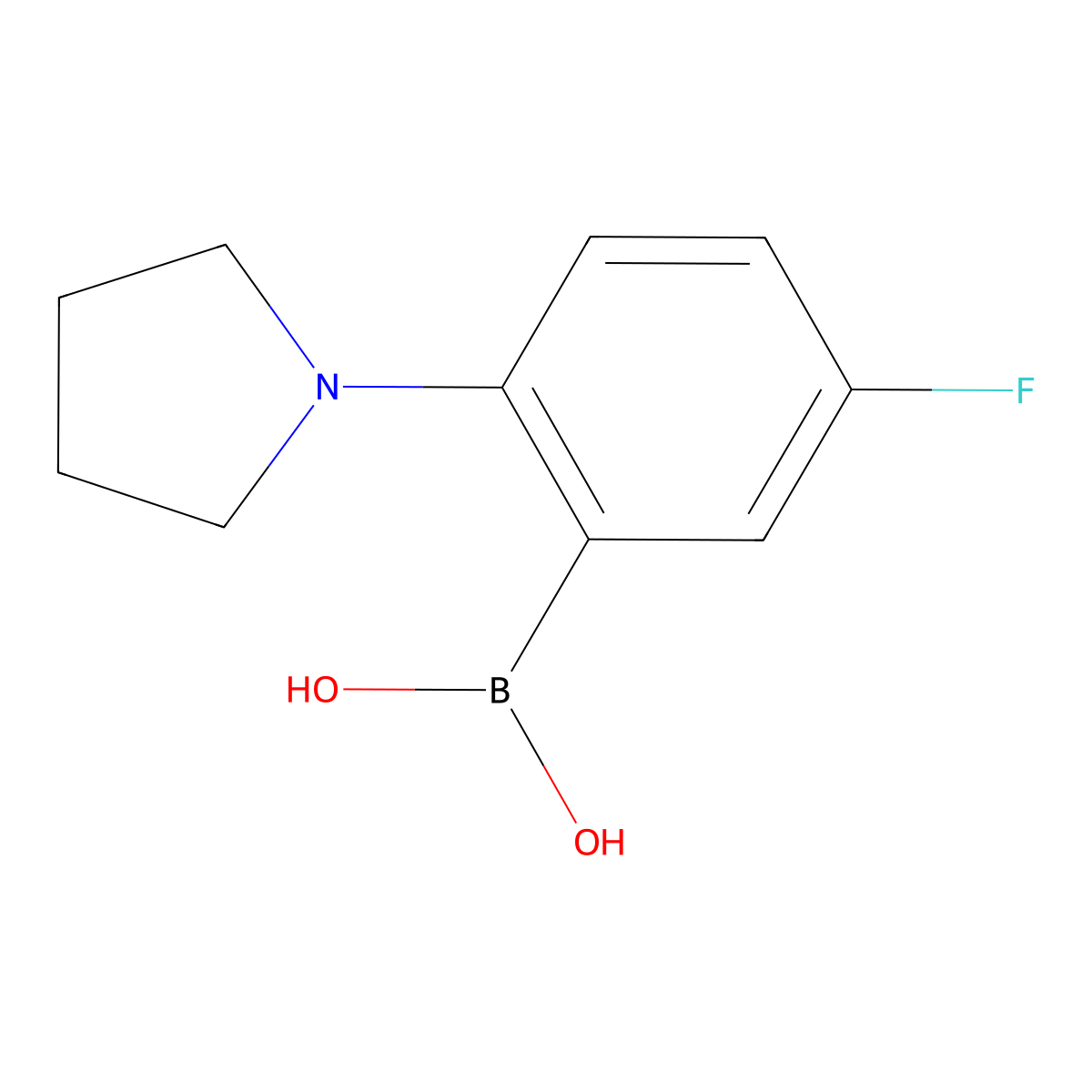 [5-Fluoro-2-(pyrrolidin-1-yl)phenyl]boronic acid molecular structure, CAS 2174971-35-6