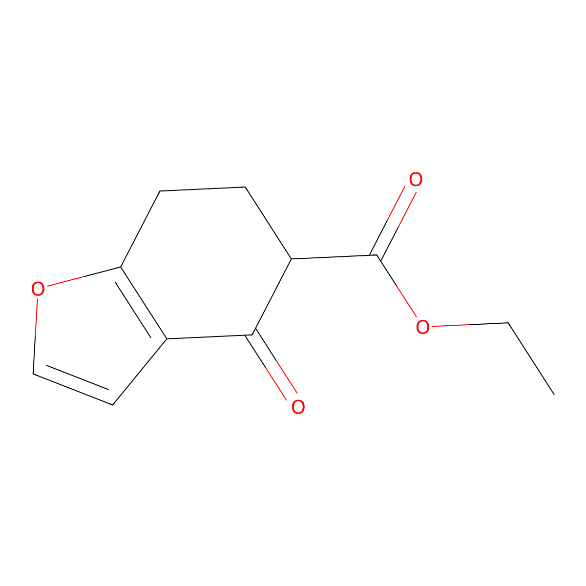 Ethyl 4-oxo-4,5,6,7-tetrahydro-1-benzofuran-5-carboxylate molecular structure, CAS 217526-43-7