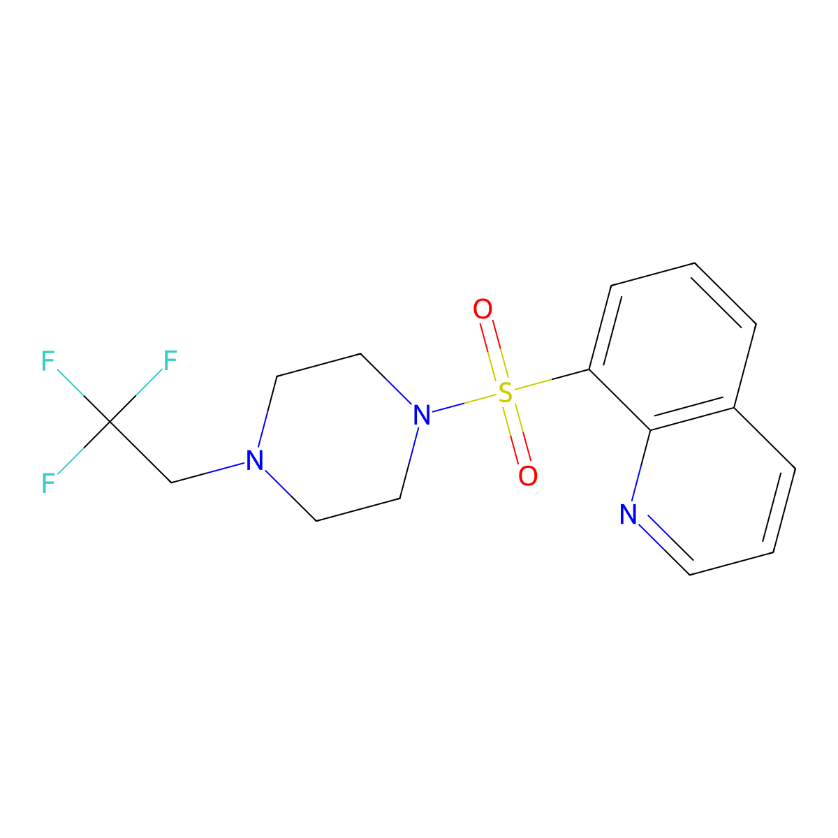 8-{[4-(2,2,2-Trifluoroethyl)piperazin-1-yl]sulfonyl}quinoline molecular structure, CAS 2175342-23-9