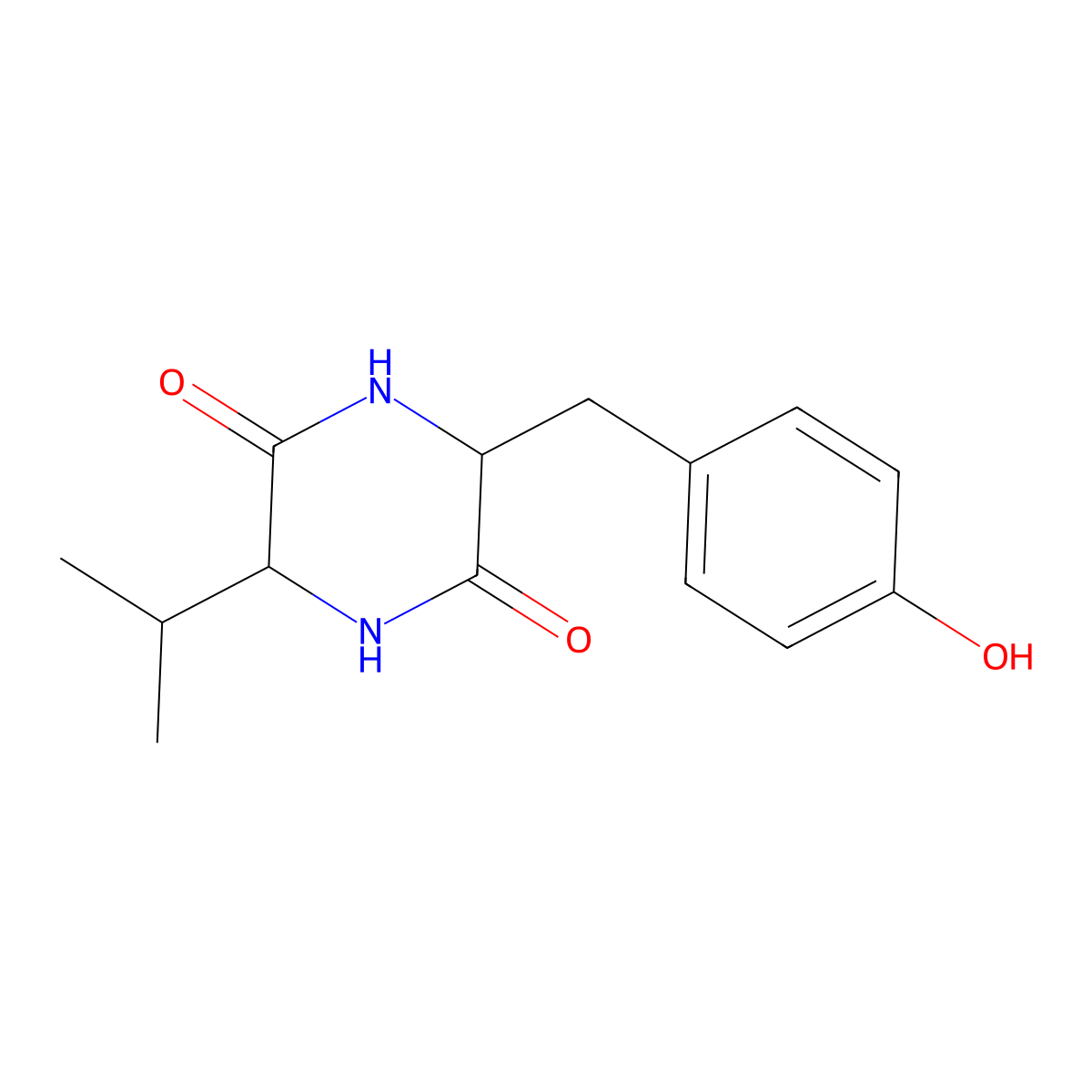 3-[(4-Hydroxyphenyl)methyl]-6-propan-2-ylpiperazine-2,5-dione molecular structure, CAS 21754-25-6