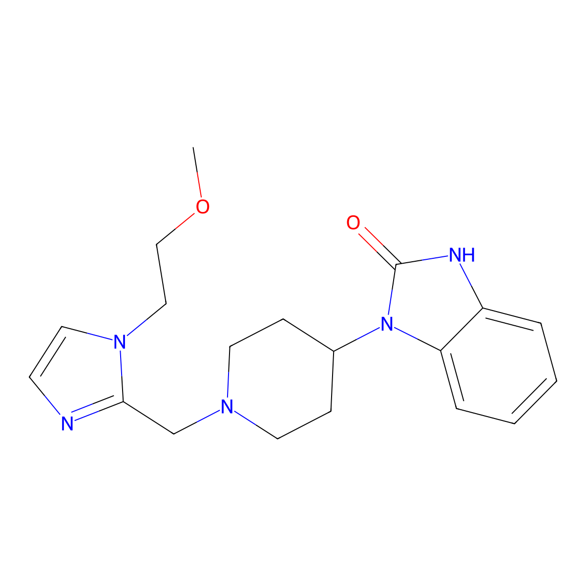 1-(1-{[1-(2-methoxyethyl)-1H-imidazol-2-yl]methyl}piperidin-4-yl)-1,3-dihydro-2H-benzimidazol-2-one molecular structure, CAS 2175781-64-1