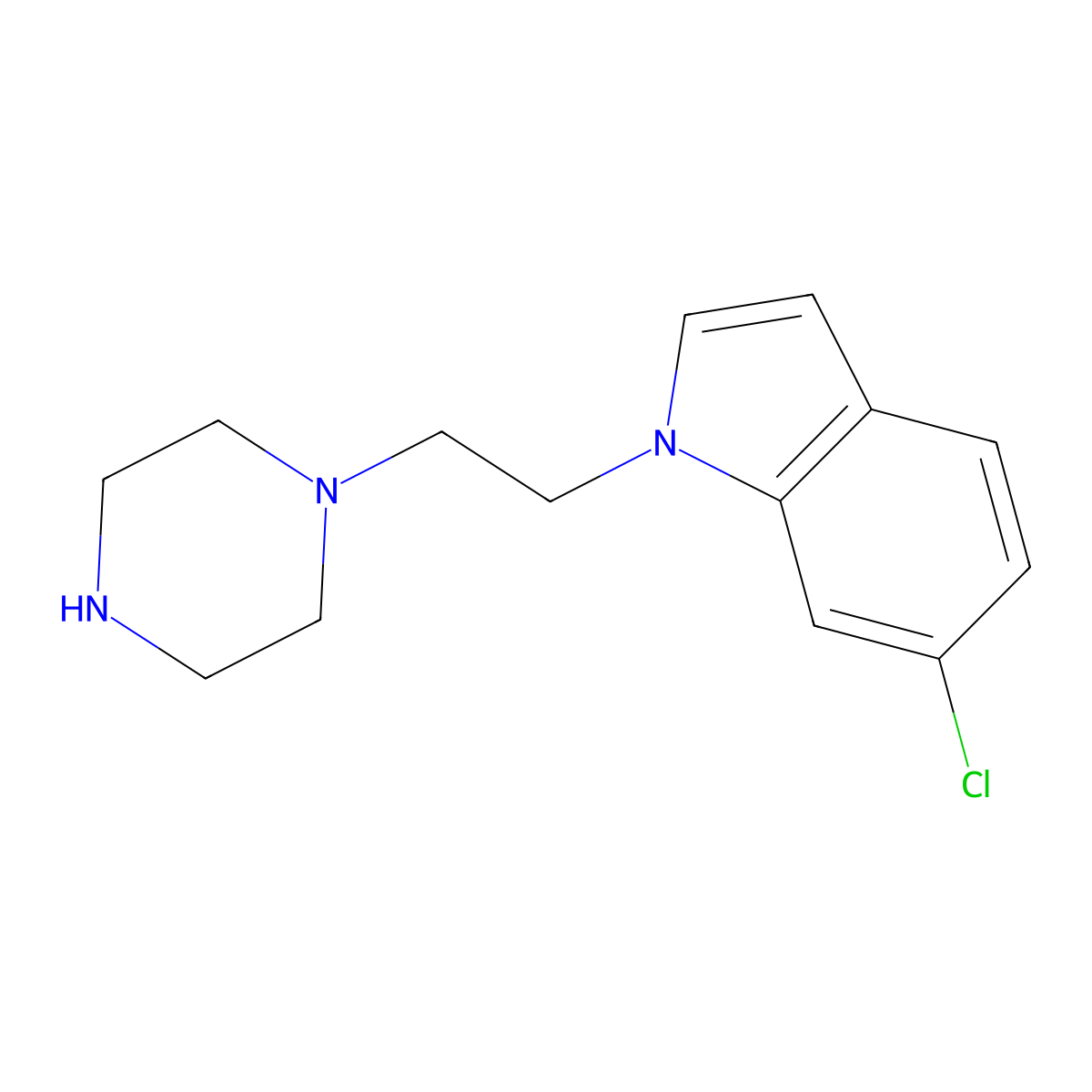 6-chloro-1-[2-(piperazin-1-yl)ethyl]-1H-indole molecular structure, CAS 2175787-51-4