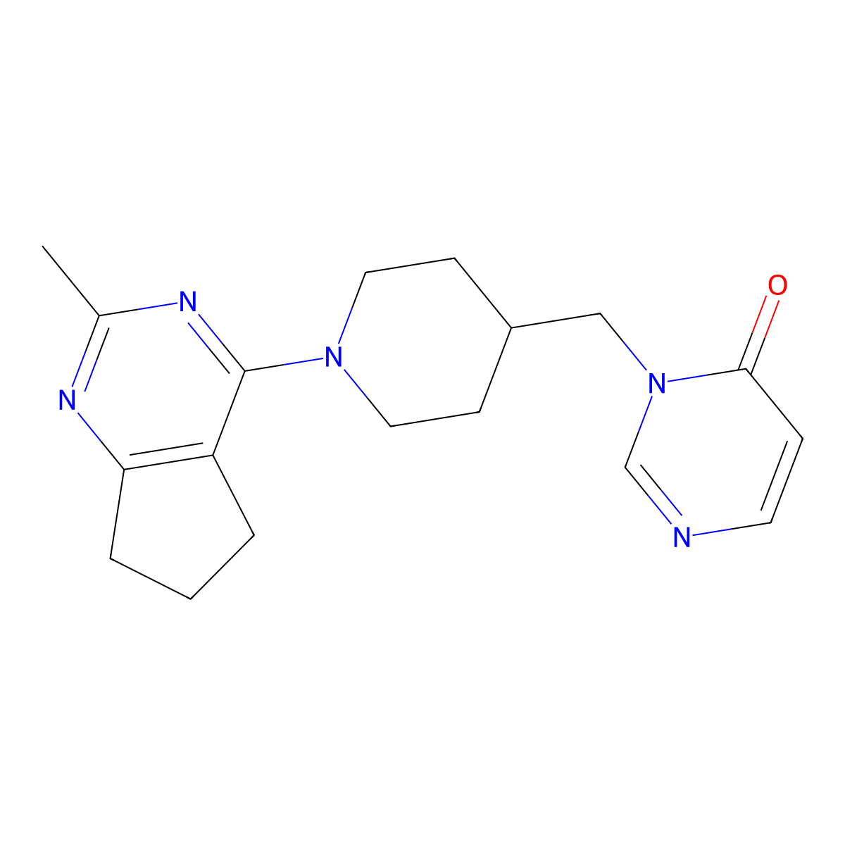 3-[(1-{2-methyl-5H,6H,7H-cyclopenta[d]pyrimidin-4-yl}piperidin-4-yl)methyl]-3,4-dihydropyrimidin-4-one molecular structure, CAS 2175884-27-0