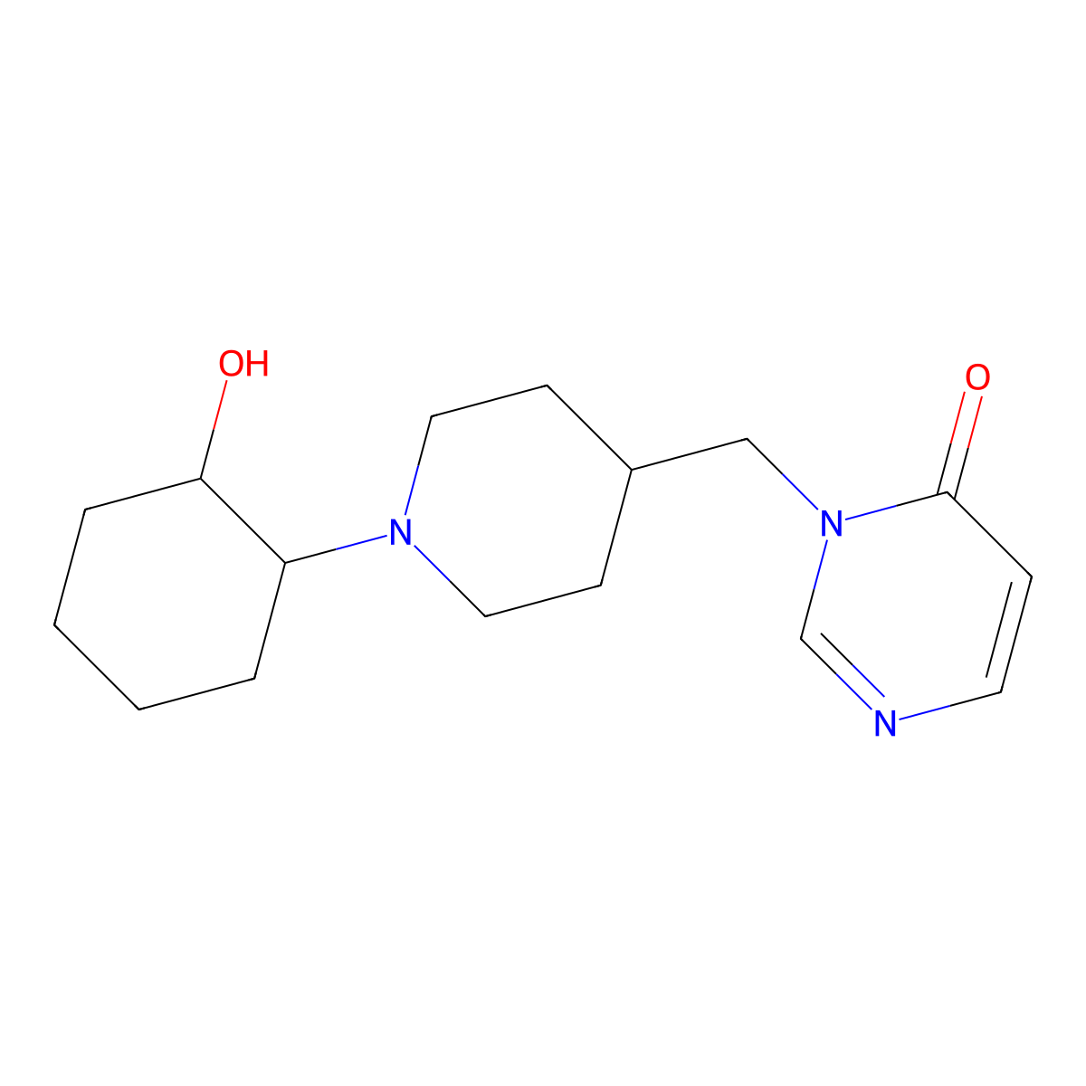 3-{[1-(2-Hydroxycyclohexyl)piperidin-4-yl]methyl}-3,4-dihydropyrimidin-4-one molecular structure, CAS 2175884-28-1
