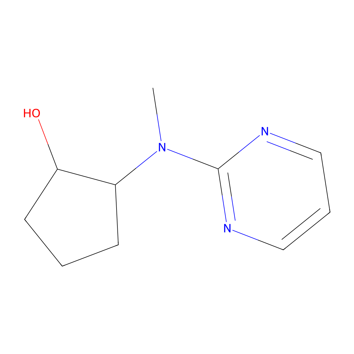 2-[Methyl(pyrimidin-2-yl)amino]cyclopentan-1-ol molecular structure, CAS 2175884-30-5
