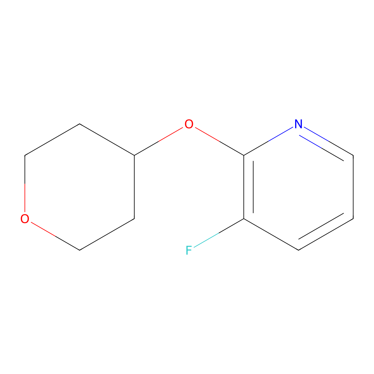 3-Fluoro-2-(oxan-4-yloxy)pyridine molecular structure, CAS 2175884-36-1